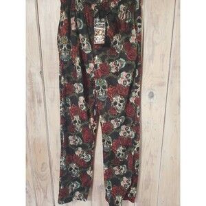 Ed Hardy Skull Roses Fleece Soft Lounge Pants Pajama PJ Gothic Men M  NWT